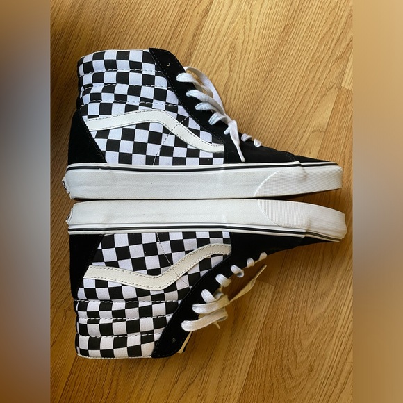 Vans Sk8Hi Black Checker Old Skool Hi Top Skate Shoe Mens 9 - Picture 5 of 8